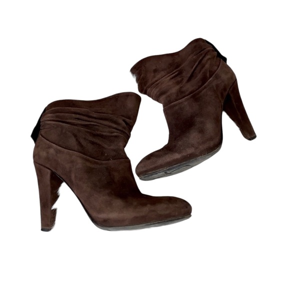 Women’s Arnold Churgin Chocolate brown pull on Swede booties SZ 7 - Picture 4 of 6